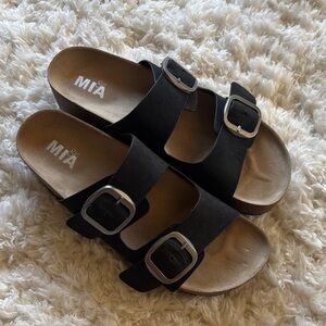 MIA Black Buckle Sandals